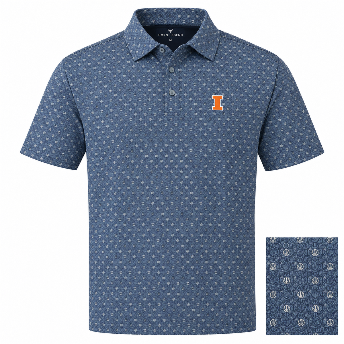 Illinois Horn Legend Basketball Pattern Polo