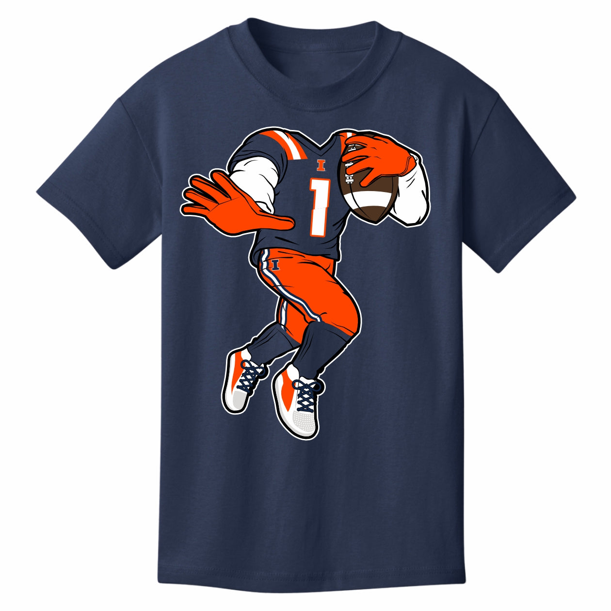 Illinois Fighting Illini Youth Football Player Short Sleeve Tee