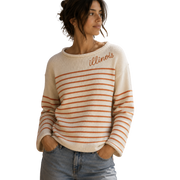 Fighting Illini Women's Chunky Rolled Script White & Orange Sweater