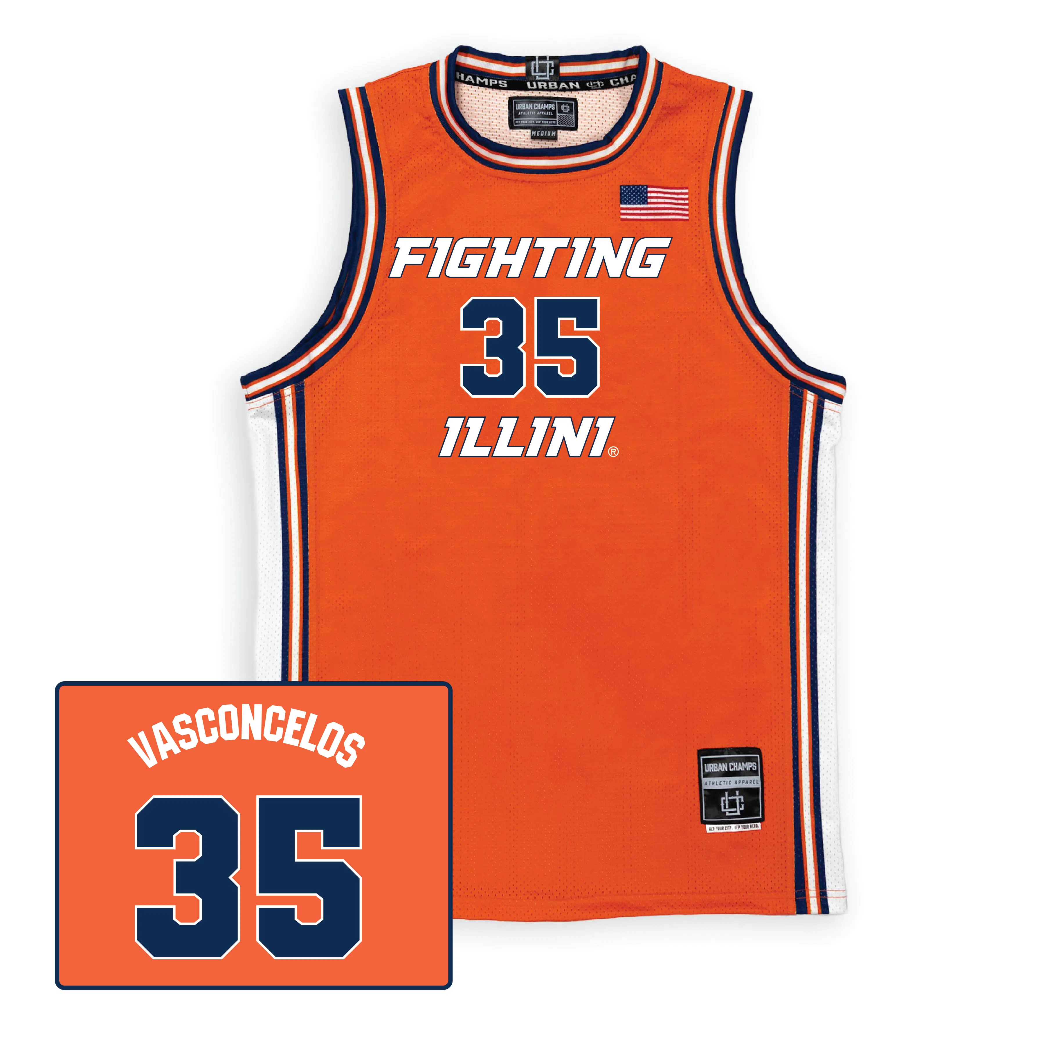 Illinois Fighting Illini NIL Basketball Jersey #35 Vasconcelos